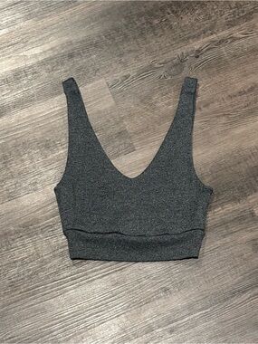 Gypsy Warrior Ribbed V-Neck Crop Tank - Charcoal Gray